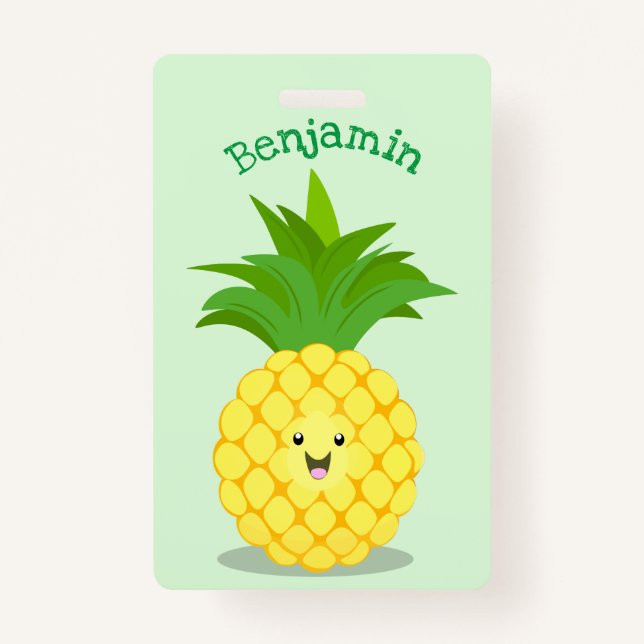 Tarjeta De Identificación Ilustracion de personalizado de piña cuta (Anverso)