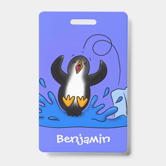 Tarjeta De Identificación Ilustracion de personalizado de pingüino puenteado (Front)