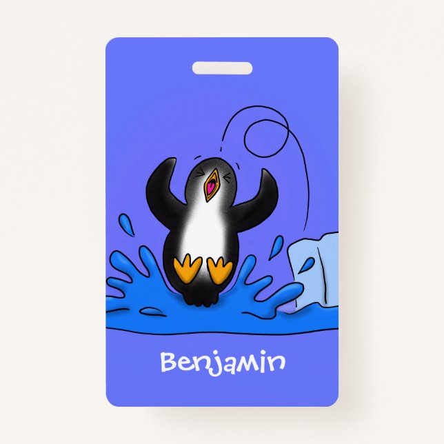 Tarjeta De Identificación Ilustracion de personalizado de pingüino puenteado (Anverso)