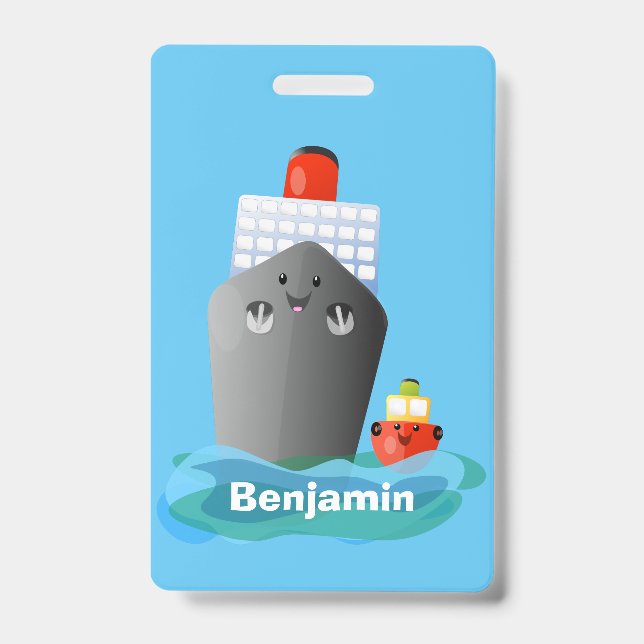 Tarjeta De Identificación Ilustracion de personalizado de remolcador de barc (Parte frontal)