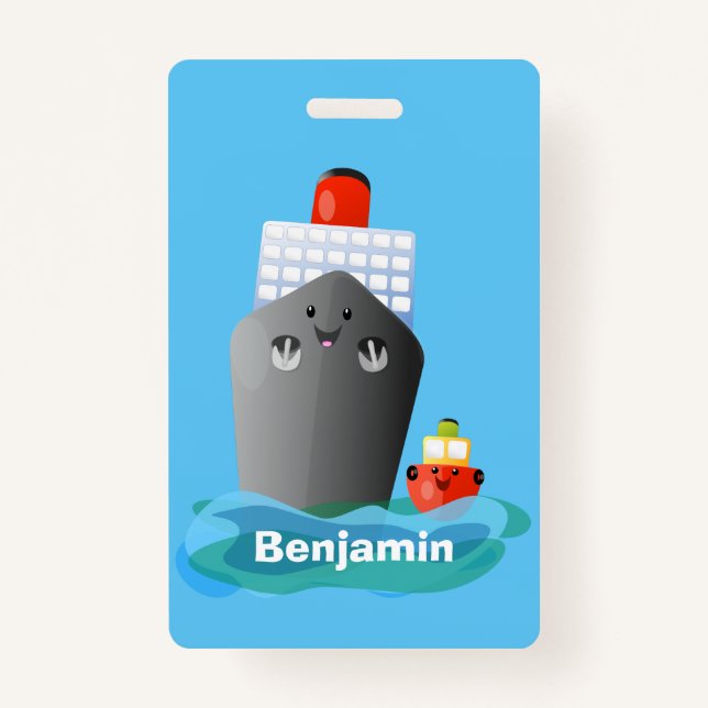 Tarjeta De Identificación Ilustracion de personalizado de remolcador de barc (Anverso)