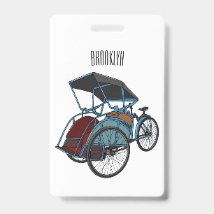Tarjeta De Identificación Ilustracion de personalizado de rickshaw en bicicl