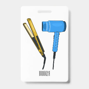 Tarjeta De Identificación Ilustración de secador de pelo y plancha de pelo