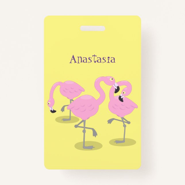 Tarjeta De Identificación Ilustracion de trío de flamingo rosado (Anverso)
