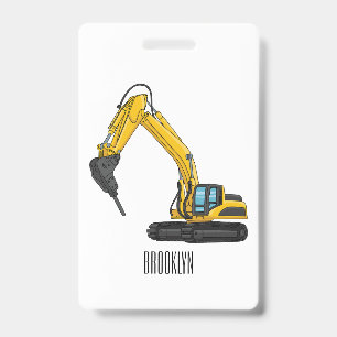 Tarjeta De Identificación Ilustracion del personalizado de la excavadora de
