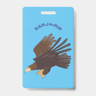 Tarjeta De Identificación Ilustración divertida de águila real en caricatura