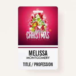 Tarjeta De Identificación Ilustracion gráfico de Navidades rojos modernos