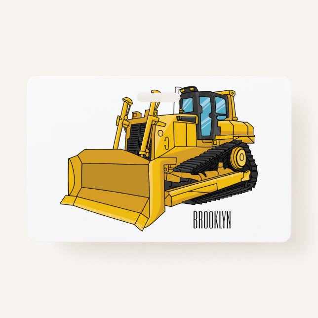 Tarjeta De Identificación Ilustracion personalizado Bulldozer (Anverso)