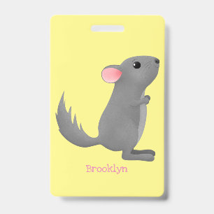 Tarjeta De Identificación Ilustracion personalizado chinchilla gris suave