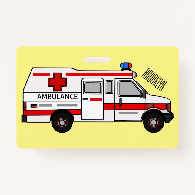 Tarjeta De Identificación Ilustracion personalizado de ambulancia (Anverso)