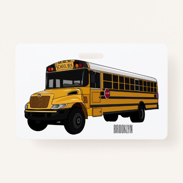 Tarjeta De Identificación Ilustracion personalizado de autobús escolar (Anverso)