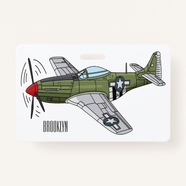 Tarjeta De Identificación Ilustracion personalizado de avión militar (Anverso)