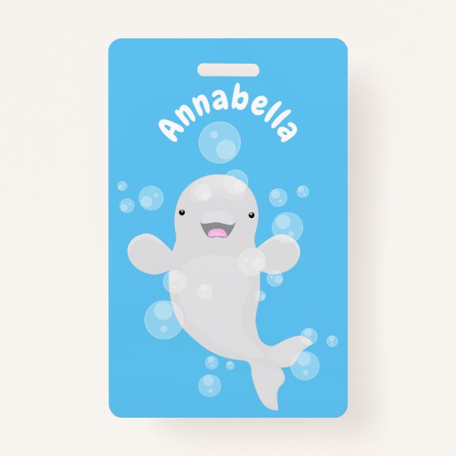Tarjeta De Identificación Ilustracion personalizado de ballenas de la beluga (Anverso)