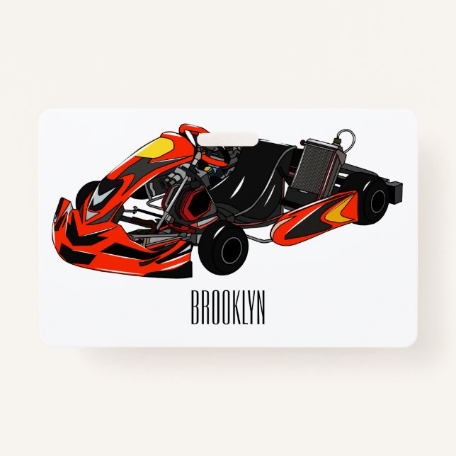 Tarjeta De Identificación Ilustracion personalizado de carreras de Kart (Anverso)
