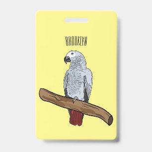 Tarjeta De Identificación Ilustracion personalizado de loro gris africano