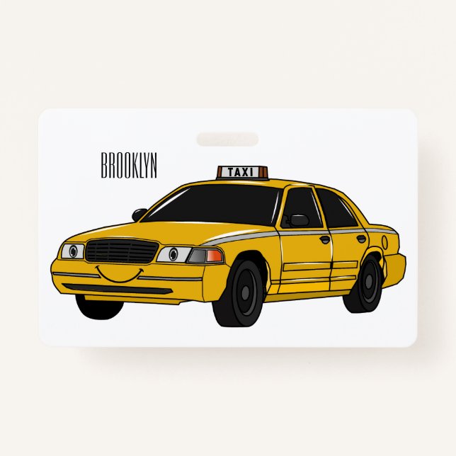 Tarjeta De Identificación Ilustracion personalizado de taxi (Anverso)