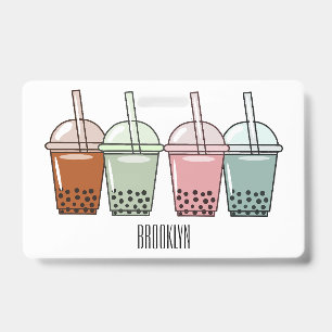 Tarjeta De Identificación Ilustracion personalizado de té de burbujas