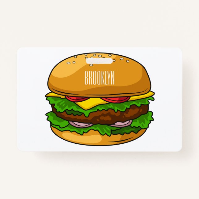Tarjeta De Identificación Ilustracion personalizado Hamburger (Anverso)