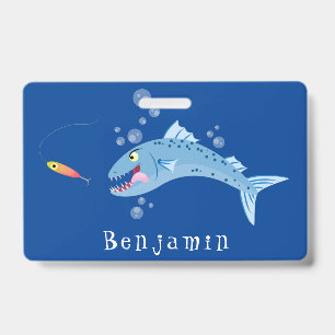 Tarjeta De Identificación Ilustracion personalizado pescador hambriento de b