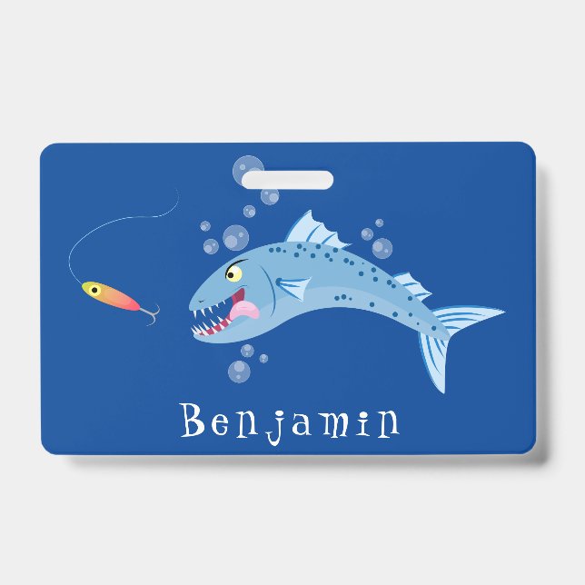 Tarjeta De Identificación Ilustracion personalizado pescador hambriento de b (Front)