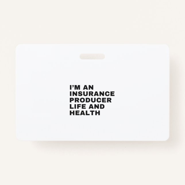 TARJETA DE IDENTIFICACIÓN I'M AN INSURANCE PRODUCER LIFE AND HEALTH (Anverso)