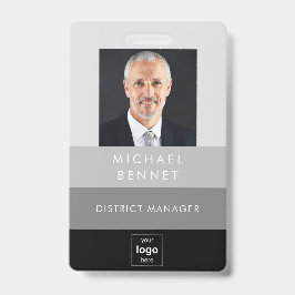 Tarjeta De Identificación Imagen corporativa moderna de color gris negro