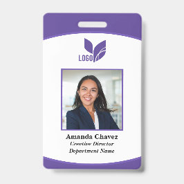 Tarjeta De Identificación Imagen de Empleado de Purple Logo Empresarial
