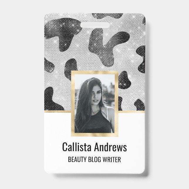 Tarjeta De Identificación Impresión de vaca en las secuencias de Purpurinas  (Parte frontal)