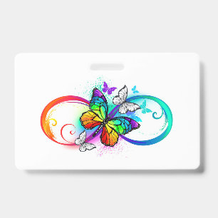 Tarjeta De Identificación Infinidad brillante con la mariposa arcoiris