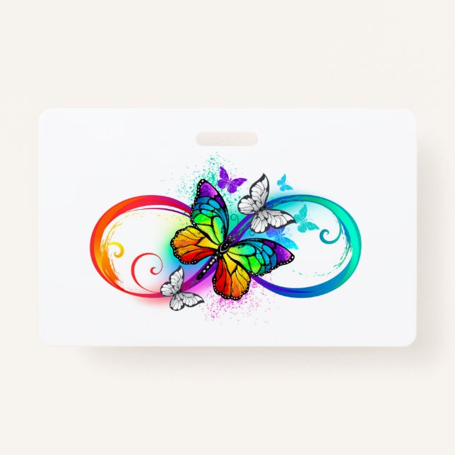 Tarjeta De Identificación Infinidad brillante con la mariposa arcoiris (Anverso)