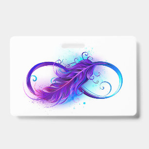 Tarjeta De Identificación Infinito con pluma púrpura