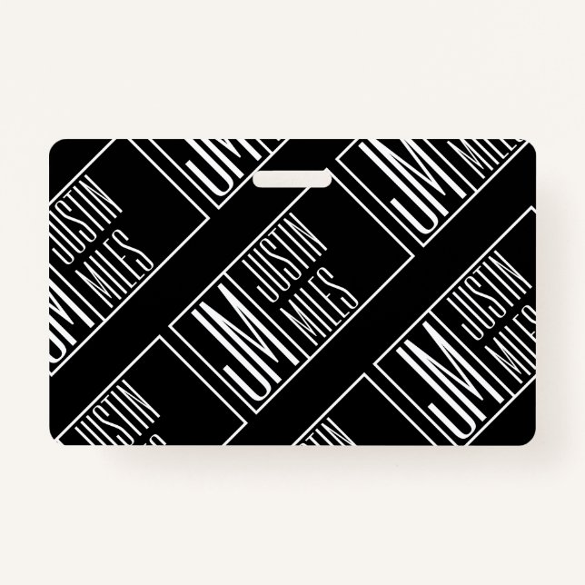 Tarjeta De Identificación Iniciales modernos con modelo de monograma de nomb (Anverso)