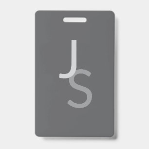 Tarjeta De Identificación Iniciales monogramadas modernas superpuestas   Gri