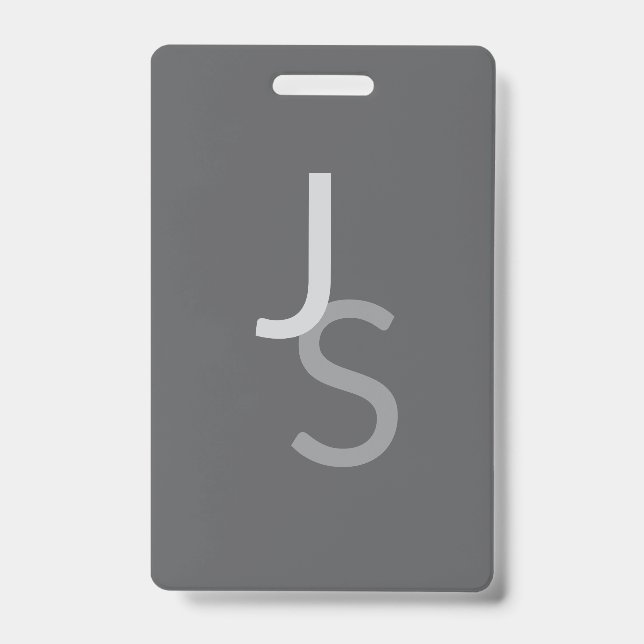 Tarjeta De Identificación Iniciales monogramadas modernas superpuestas | Gri (Parte frontal)