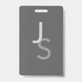 Tarjeta De Identificación Iniciales monogramadas modernas superpuestas | Gri