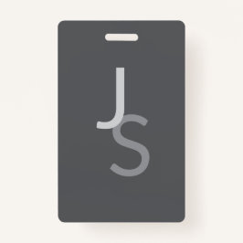 Tarjeta De Identificación Iniciales monogramadas modernas superpuestas | Gri