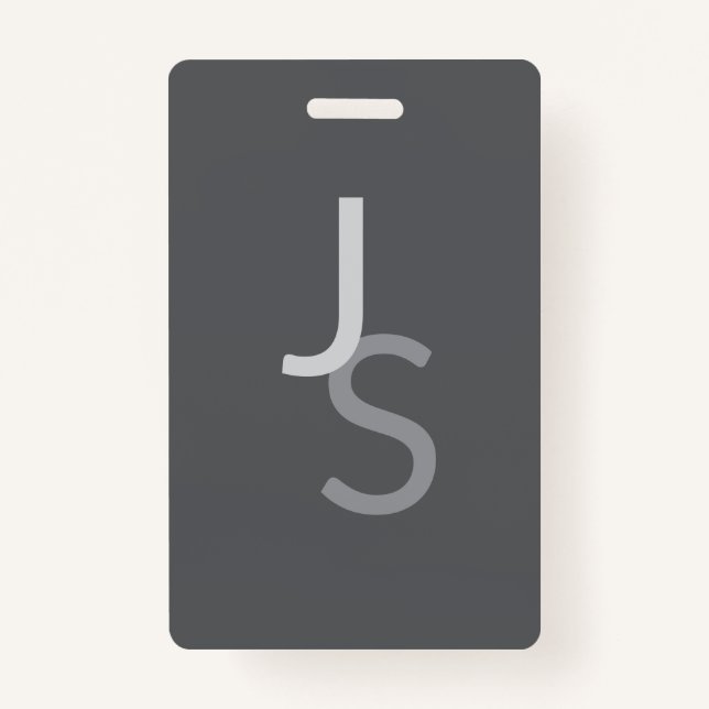 Tarjeta De Identificación Iniciales monogramadas modernas superpuestas | Gri (Anverso)