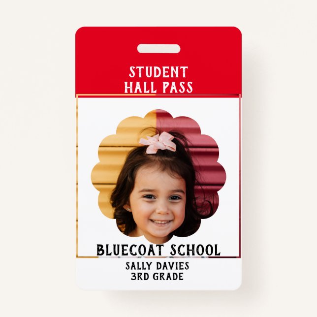 Tarjeta De Identificación inodoro estudiantil pase a la escuela (Anverso)