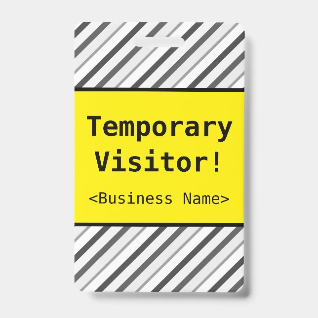Tarjeta De Identificación Insigne básico de "¡Visitante Temporal!" (Parte frontal)
