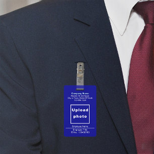 Tarjeta De Identificación Insignia Azul con Foto del Empleado Basada en Text