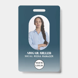 Tarjeta De Identificación Insignia azul de arco de degradado de foto de empl