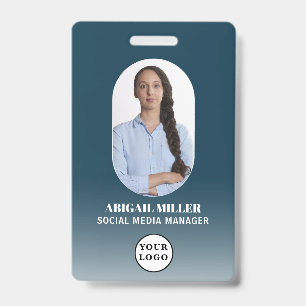 Tarjeta De Identificación Insignia azul de arco de degradado de foto de empl