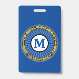 Tarjeta De Identificación Insignia - Azul - Personalizado - Agregar inicial