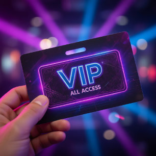 Tarjeta De Identificación Insígnia de Acceso Total Neon VIP