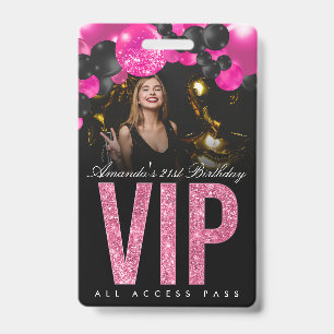Tarjeta De Identificación Insígnia de acceso total VIP personalizable negro 