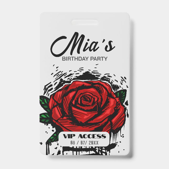 Tarjeta De Identificación Insígnia de acceso VIP a la fiesta de cumpleaños (Parte frontal)