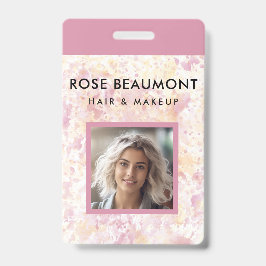 Tarjeta De Identificación Insígnia de Acuarela Amarilla Rosa Moderna