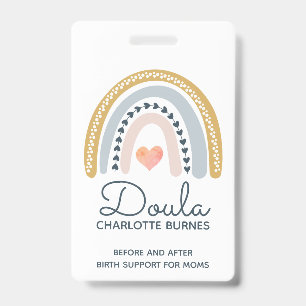 Tarjeta De Identificación Insignia de acuarela arcoíris de partera doula ent