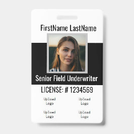 Tarjeta De Identificación Insígnia de Agente de Seguros Delante y Detrás Igu