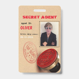 Tarjeta De Identificación Insignia de Agente Secreto de Fiesta de Espías